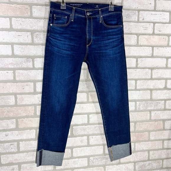Ag The High Rise Stevie Cuff Slim Straight Jeans Size 31 - Picture 6 of 12